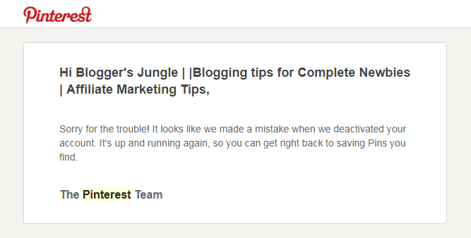 How I Made Money With A Dead Blog: Pinterest reactivated my account