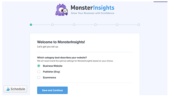 monsterinsights setup wizard