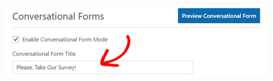 WPForms Conversational form title