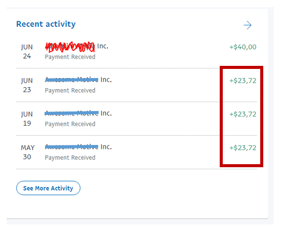 ShareASale bonuses received on PayPal