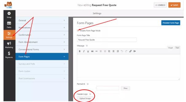 Create a page for your form