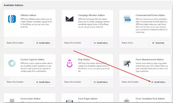 Install the form abandonment addon