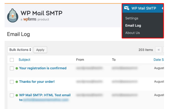 View your WordPress email logs