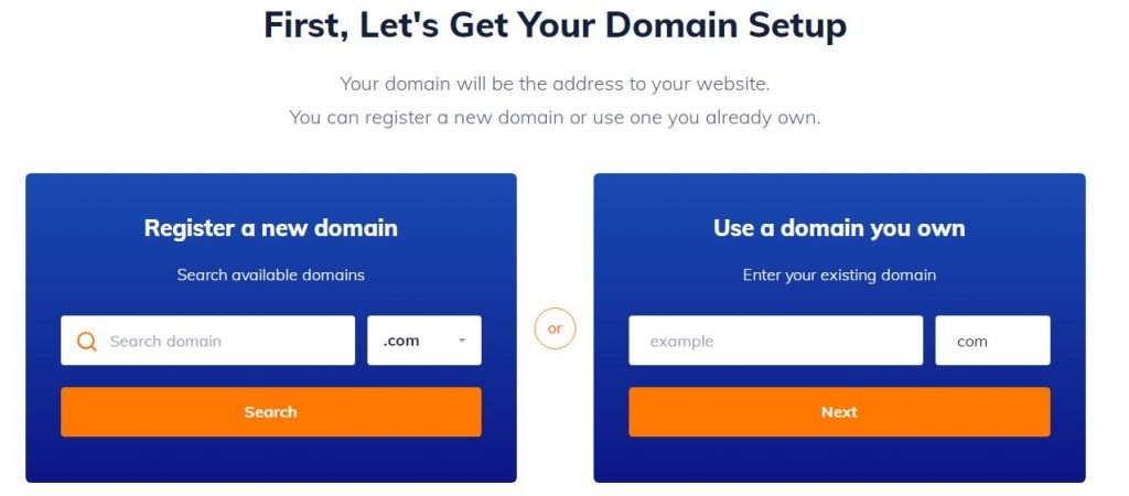 choose domain name at Name Hero